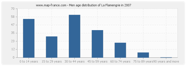 Men age distribution of La Flamengrie in 2007
